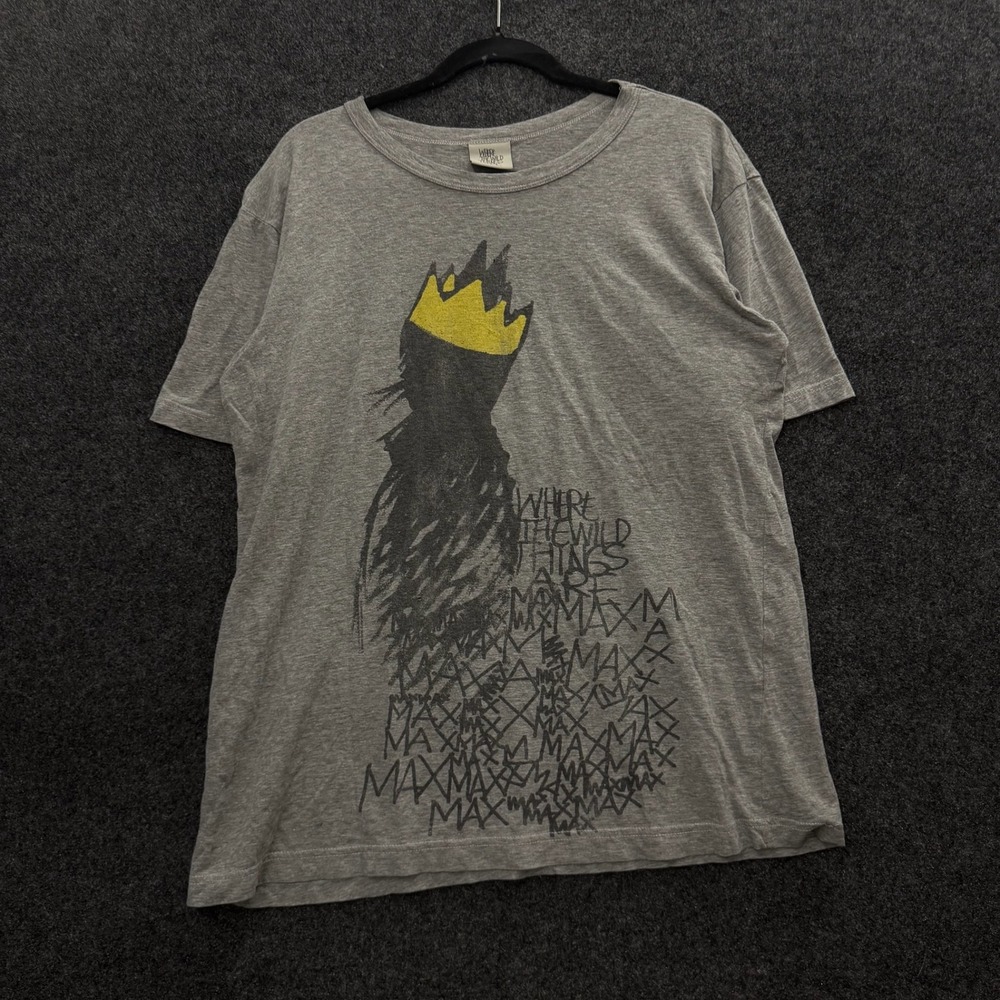 Vintage Where The Wild Things Are Max Graphic T-Shirt Gray Mens Medium Lined Art
